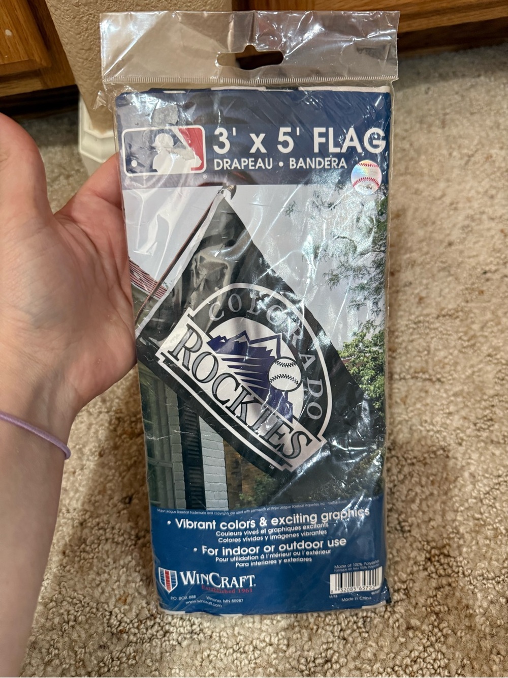 MLB Colorado Rockies Black and Purple Team Flag